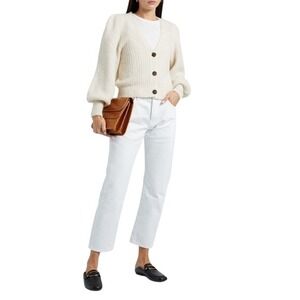 Frame Denim Le Pixie Slouch Jeans Mid Rise Straight White size 25